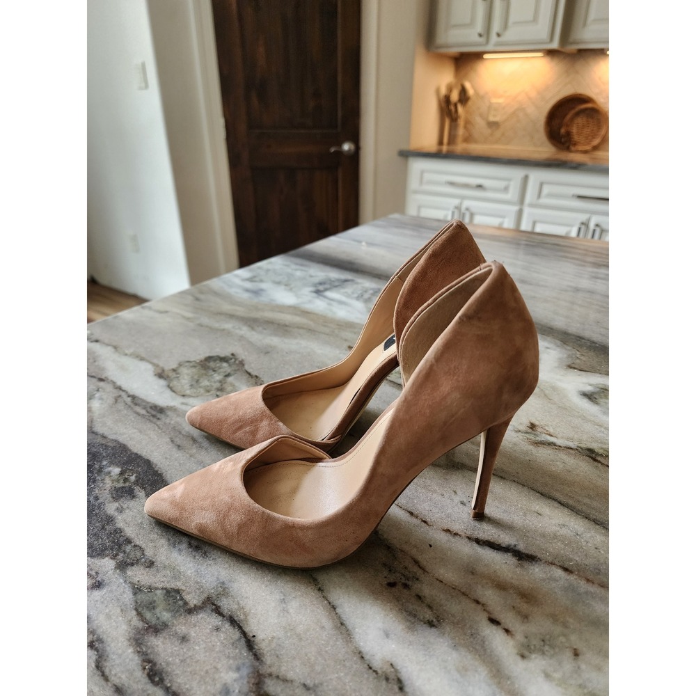 AQUA Bloomingdales Tan Suede D'Orsay Pointed Toe Stiletto‎ Pumps Heels Womens 8